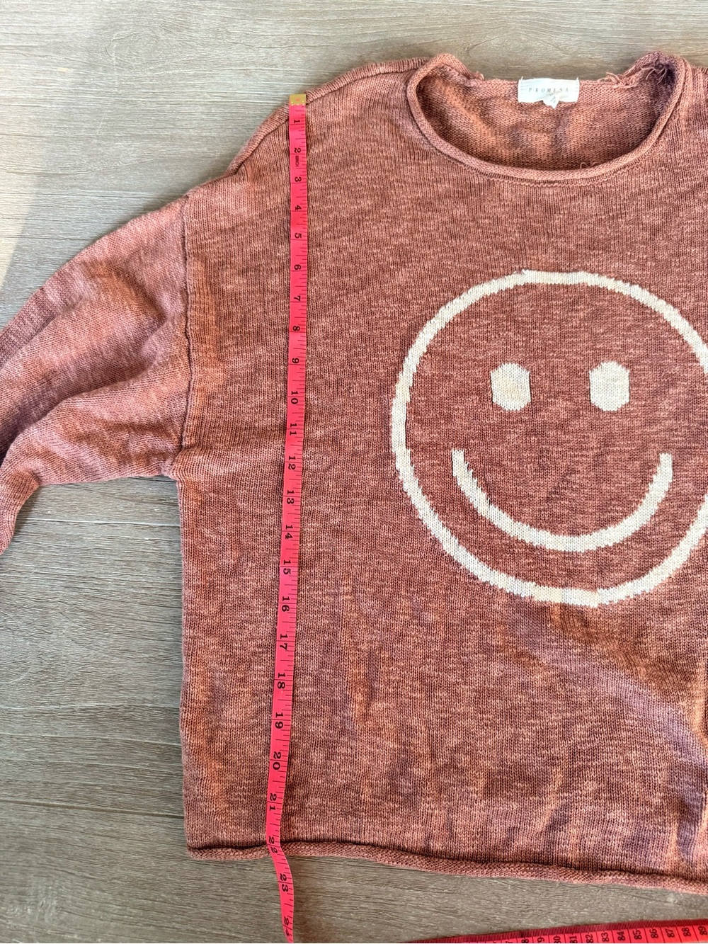 Promesa Made You Smile Knit Crewneck Sweater Loose Fit Size M - Picture 7 of 8